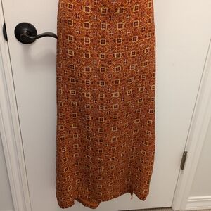 Amanda Smith Orange Brown Smocked Pencil Maxi Skirt